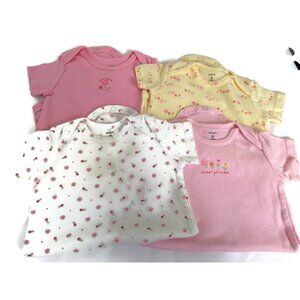 Carter's Baby Girl size 6M Set Of 4 One piece Bodysuit Pink Snap Bottom Outfit